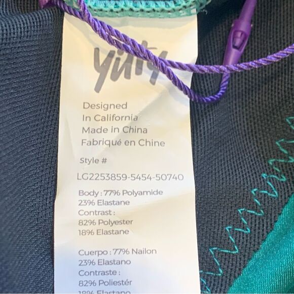 Yitty Spotlight Shaping High Rise Teal and Black Leggings Size Large - Picture 6 of 9